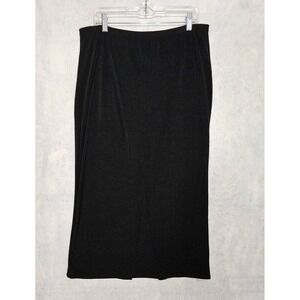 Kathie Lee Skirt Slinky XL 1X 16 18 Black Midi Travelers stretch Vtg